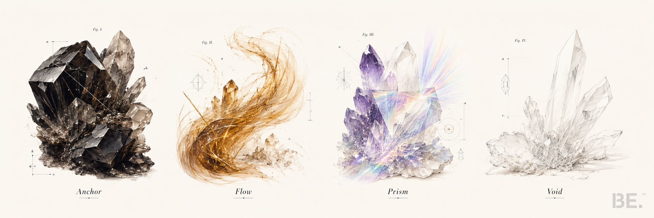 BE. four series — Anchor, Flow, Prism and Void collection overview