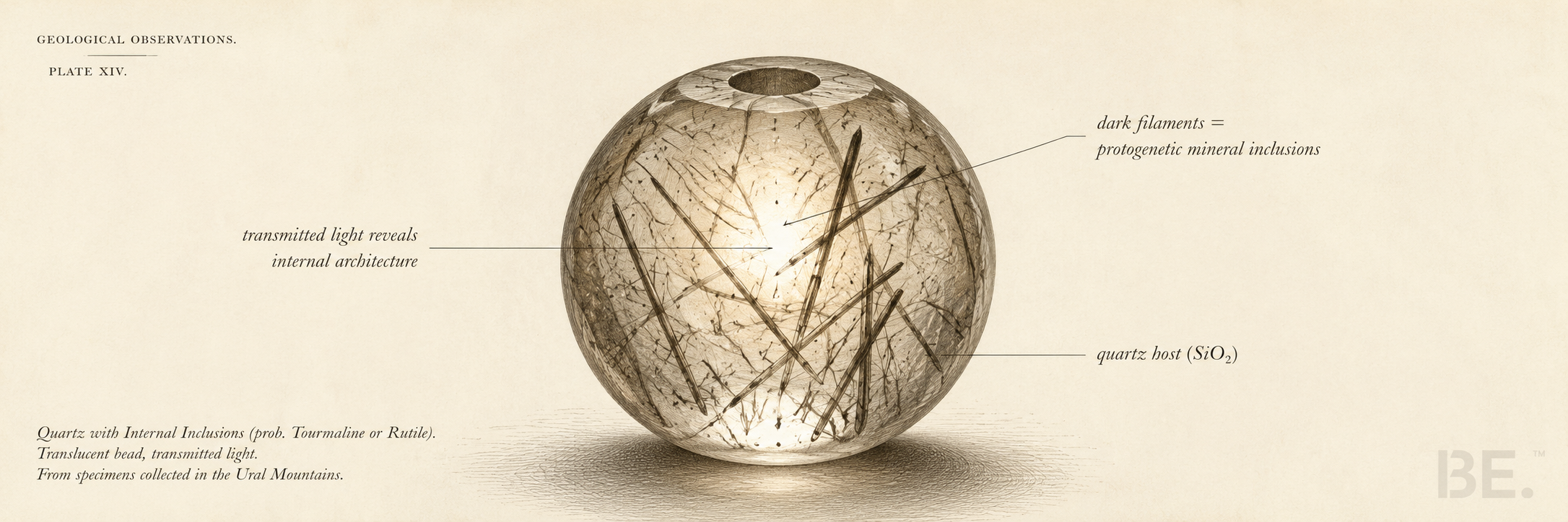 Black rutilated quartz specimen showing dark tourmaline needle inclusions within clear quartz matrix