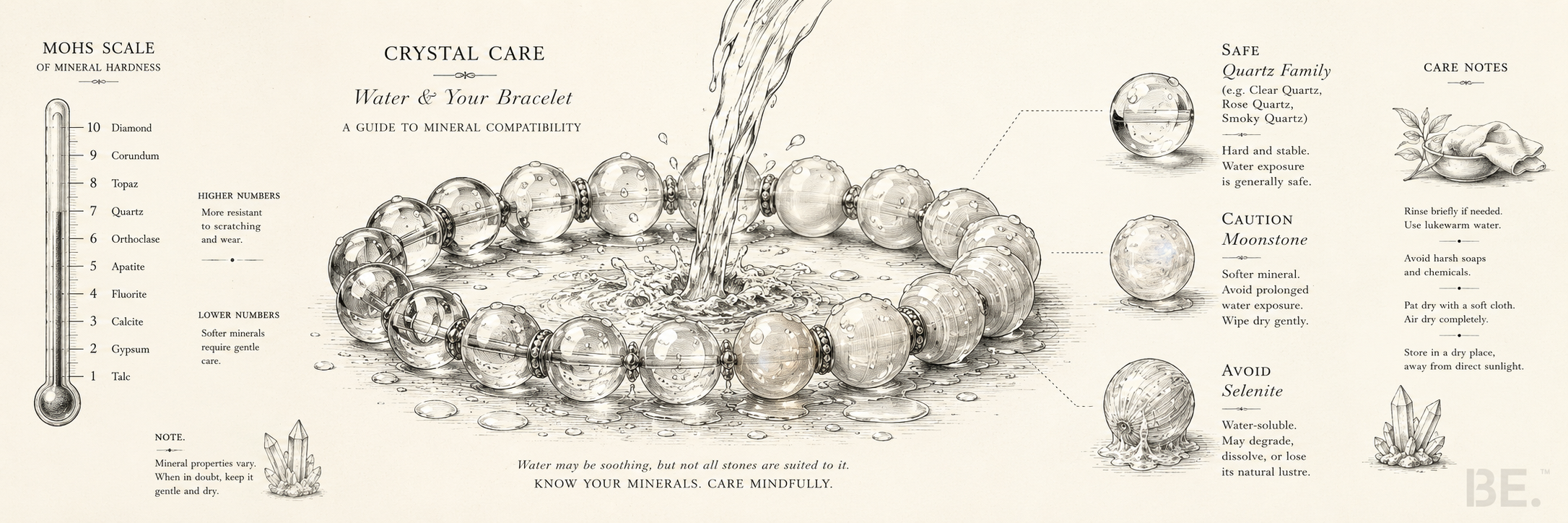 Can I wear crystal jewellery in the shower — stone-by-stone water care guide