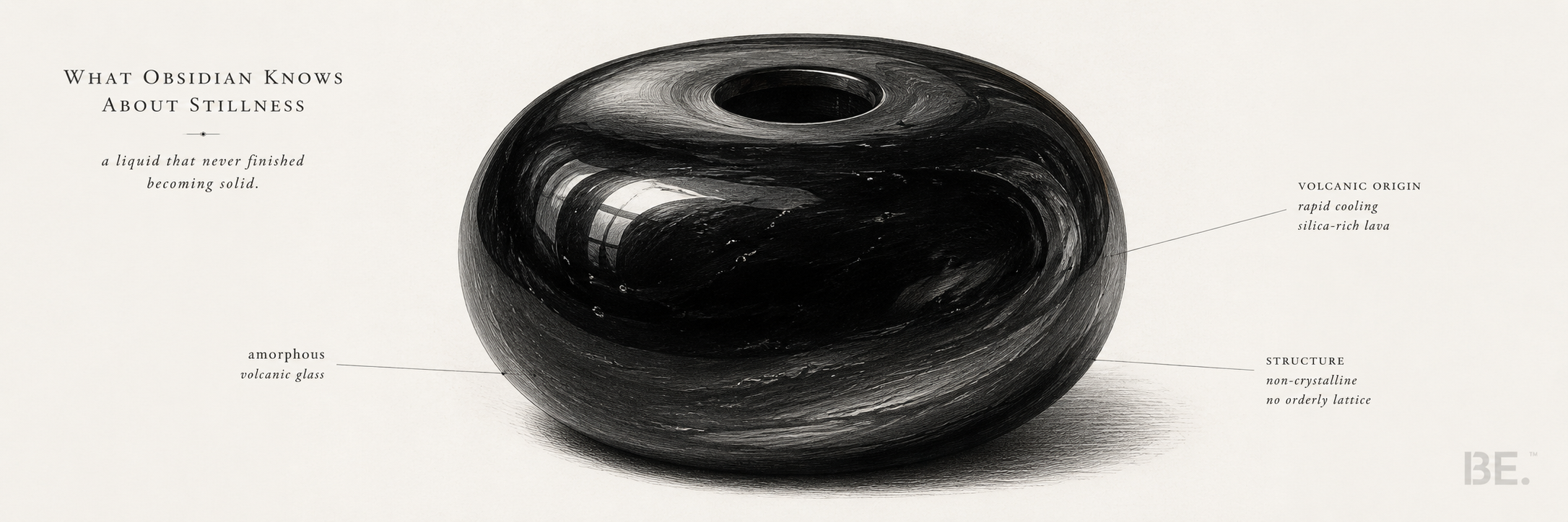 What obsidian knows about stillness — volcanic glass meditation illustration