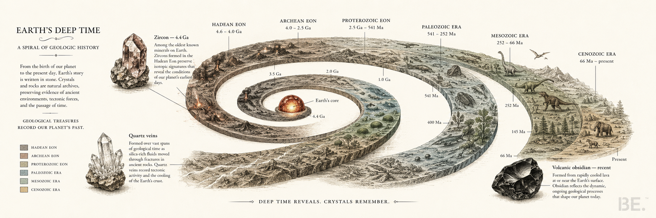 Geological treasures — crystal specimens illustrating rarity, formation conditions and material value