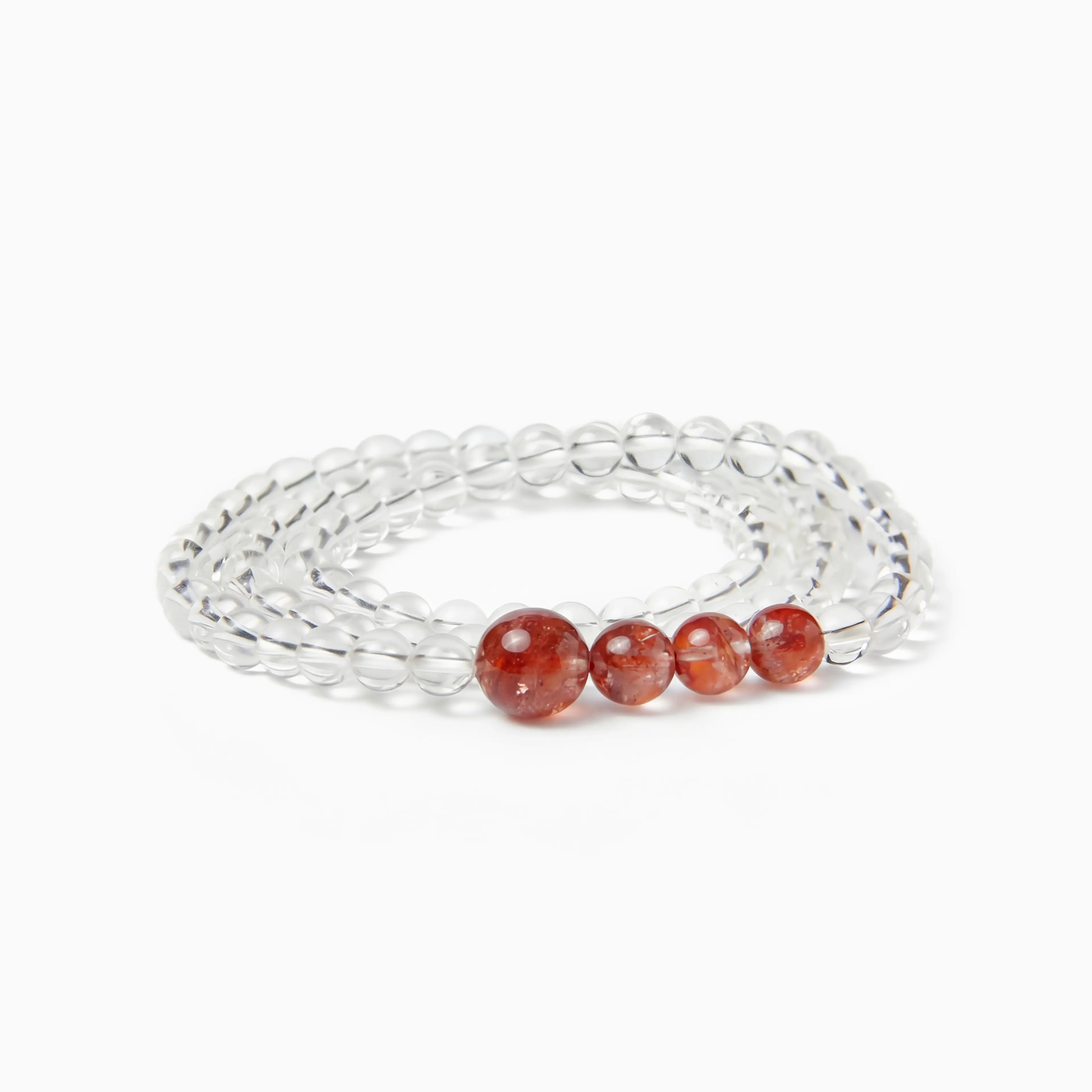 The Hematoid Double Strand — Terrestrial Architecture, bracelet on white background, 4mm–12mm beads, BE.