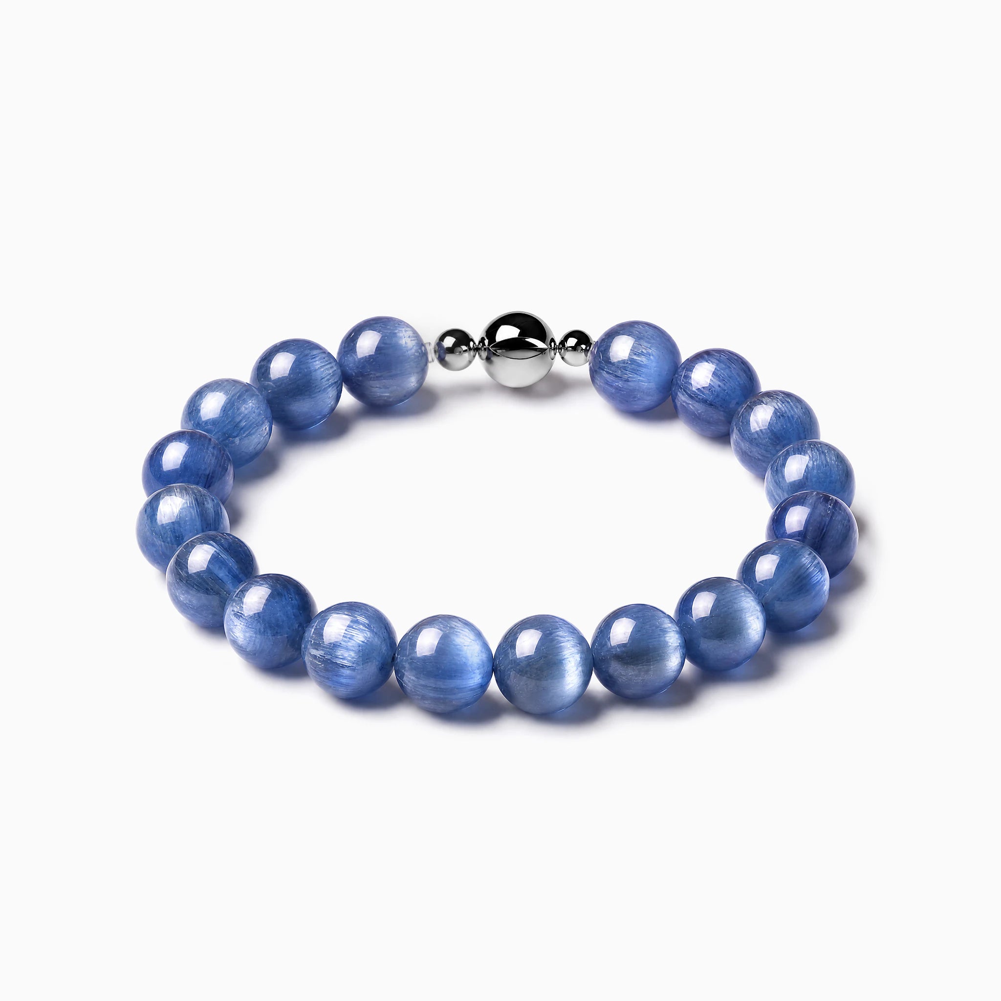 Kyanite Strand Bracelet with magnetic clasp, product image on a white background.