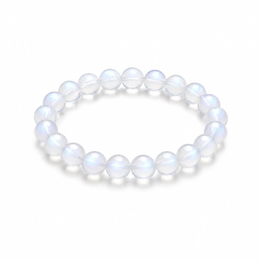 The Moonstone Strand — Luminous Phenomenon, bracelet on white background BE.