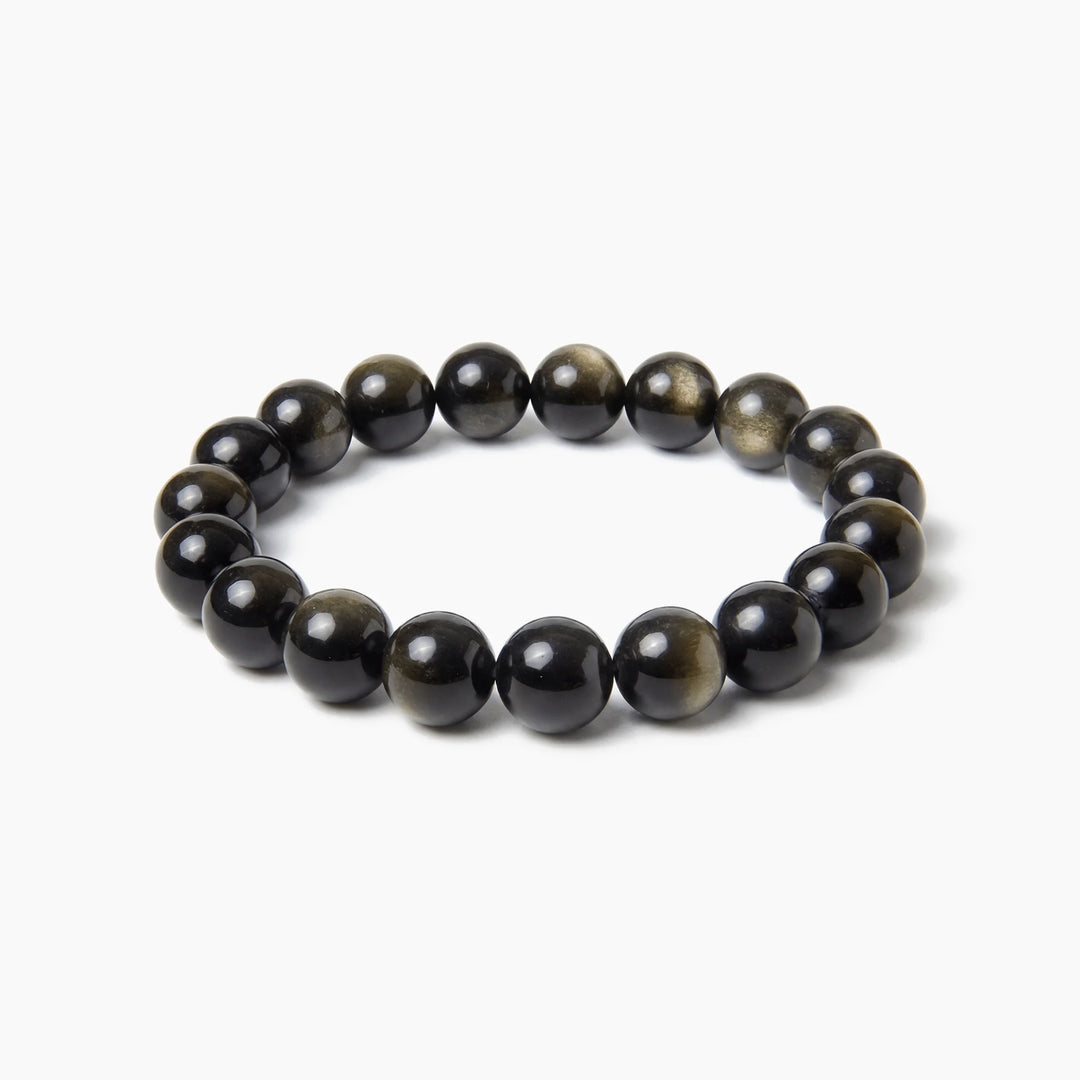 The Obsidian Strand — Gold Sheen, bracelet on white background BE.