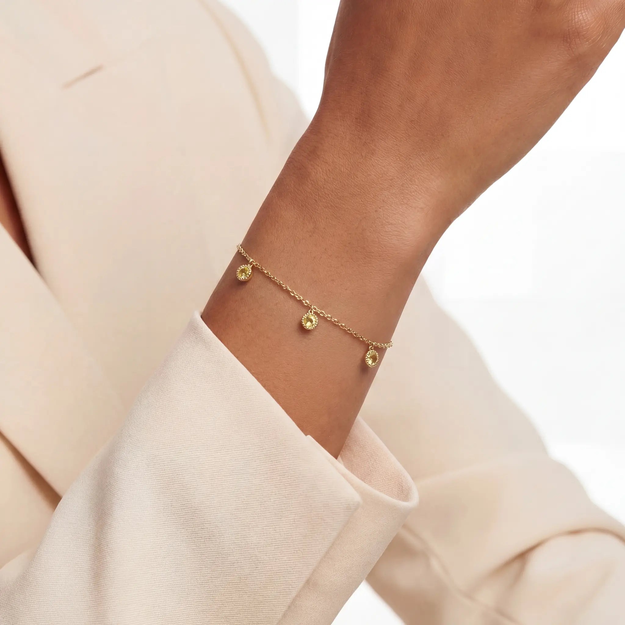 The Peridot Sequence, bracelet on white background BE.