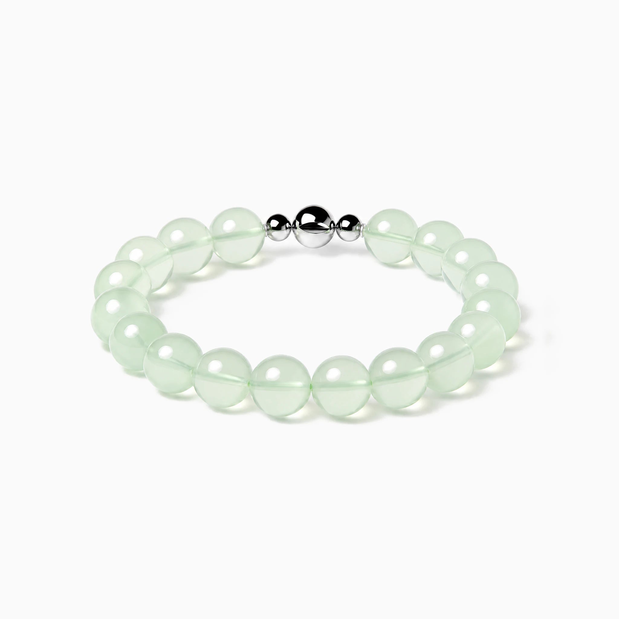 Prehnite Strand Bracelet with magnetic clasp, product image on a white background.
