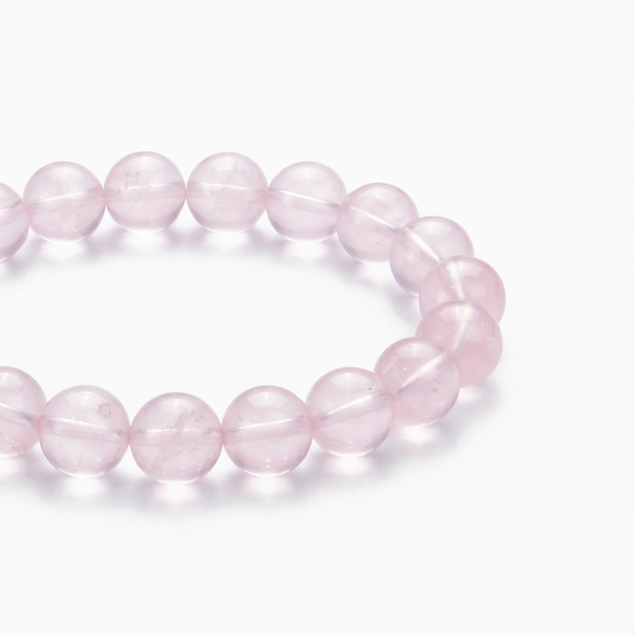 The Rose Quartz Strand — Serene Luminescence, bracelet detail view BE.