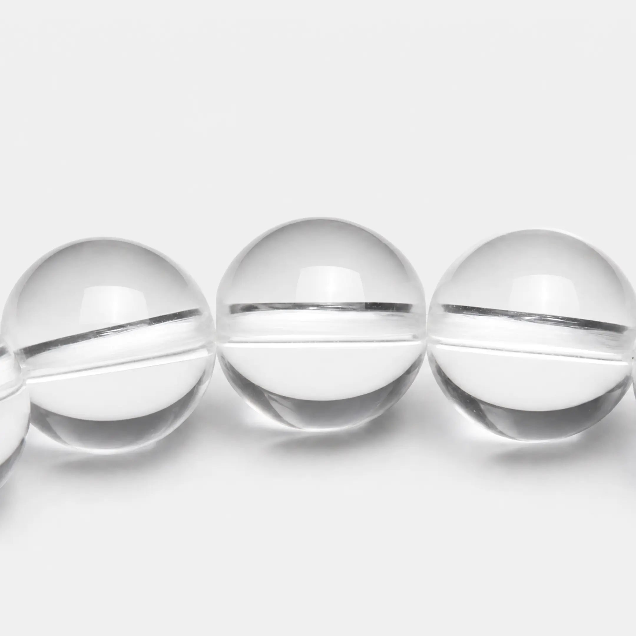 Clear Quartz Bracelet close-up — high transparency and polished quartz surface, BE.
