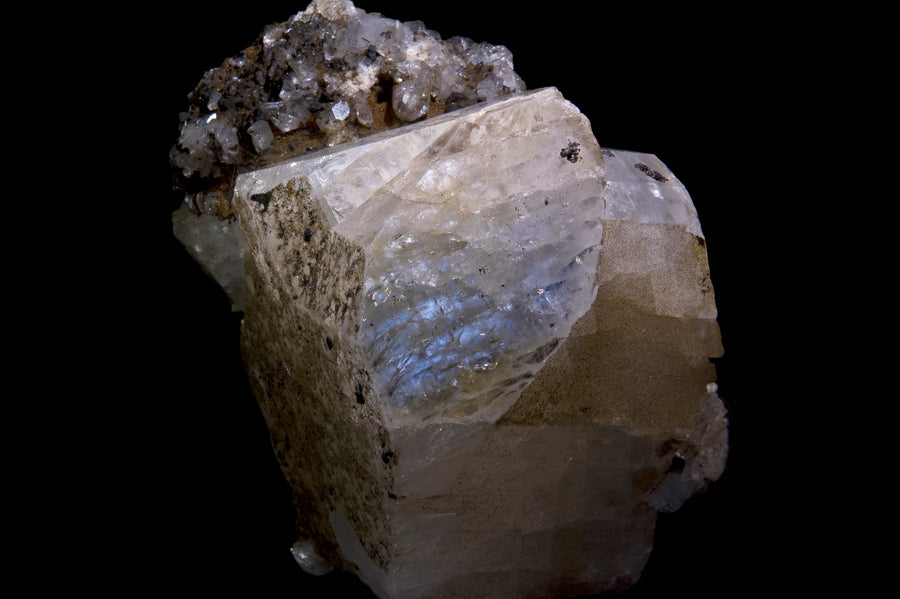Adularia moonstone from the Adula Alps, Switzerland, showing blue adularescence