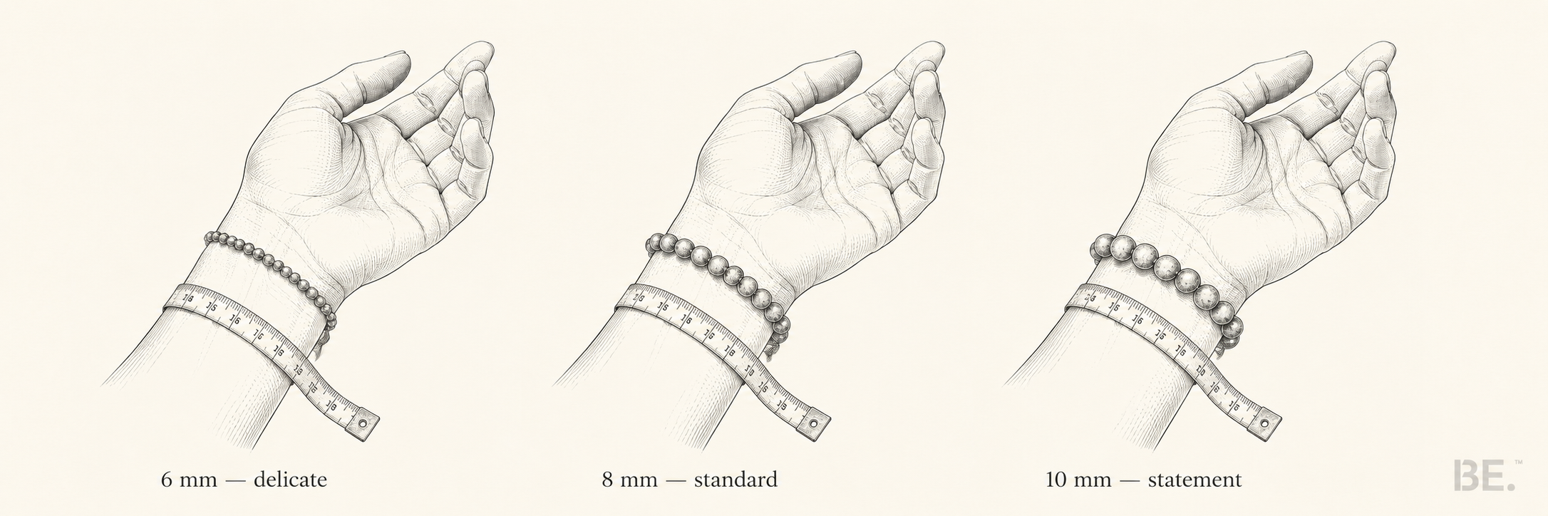 Crystal bracelet sizing — wrist measurement to bead count calculator