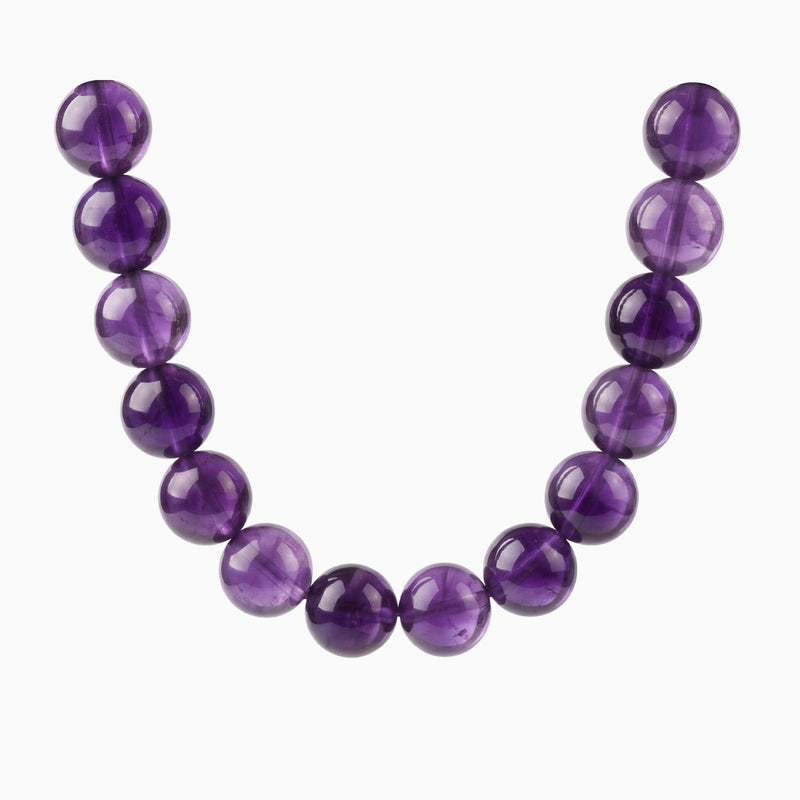 Amethyst strand with uneven colour between beads
