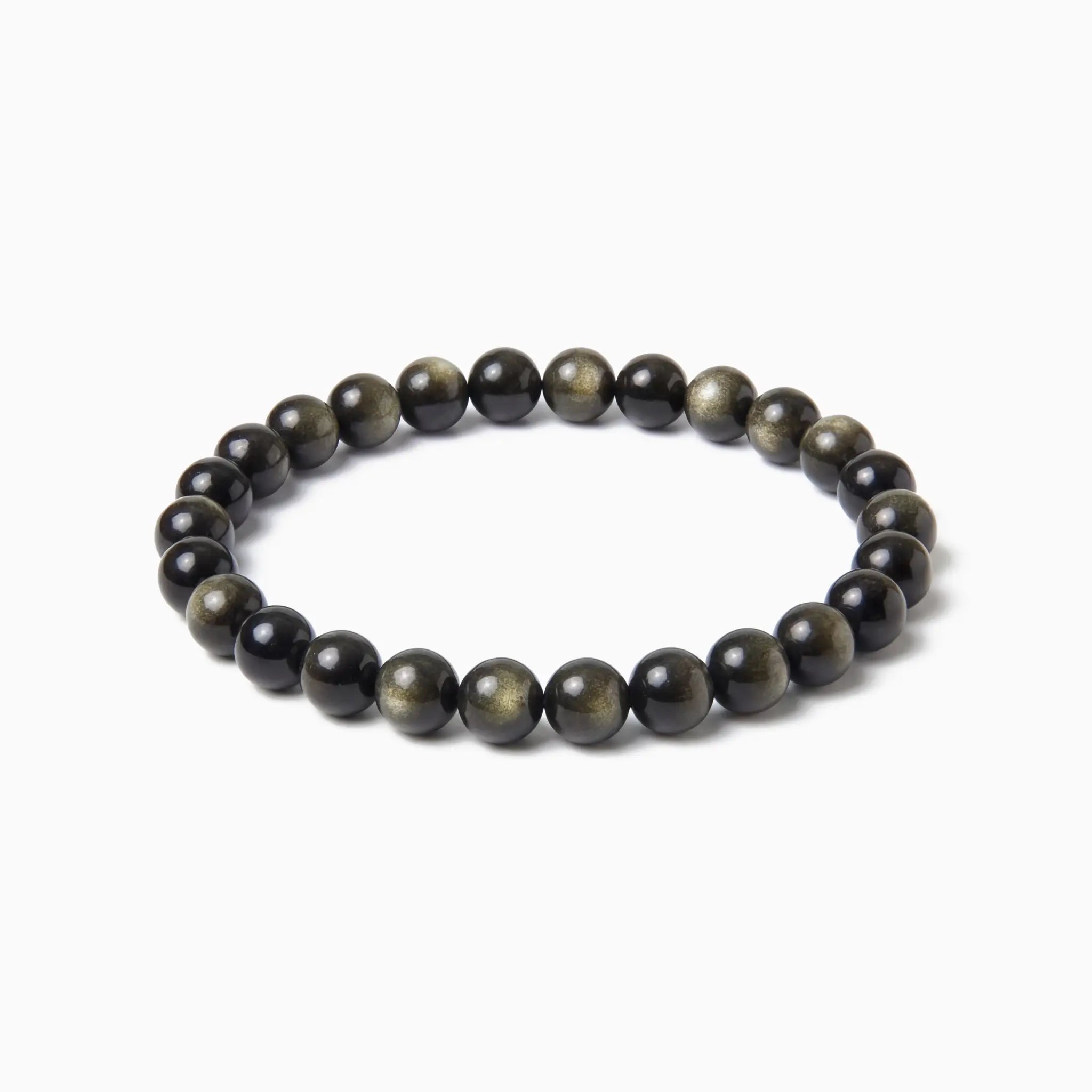 Bracelet en perles d'obsidienne dorée