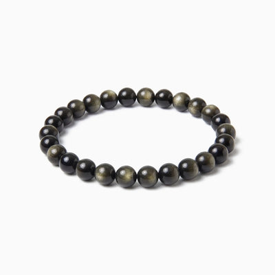 Bracelet en perles d'obsidienne dorée