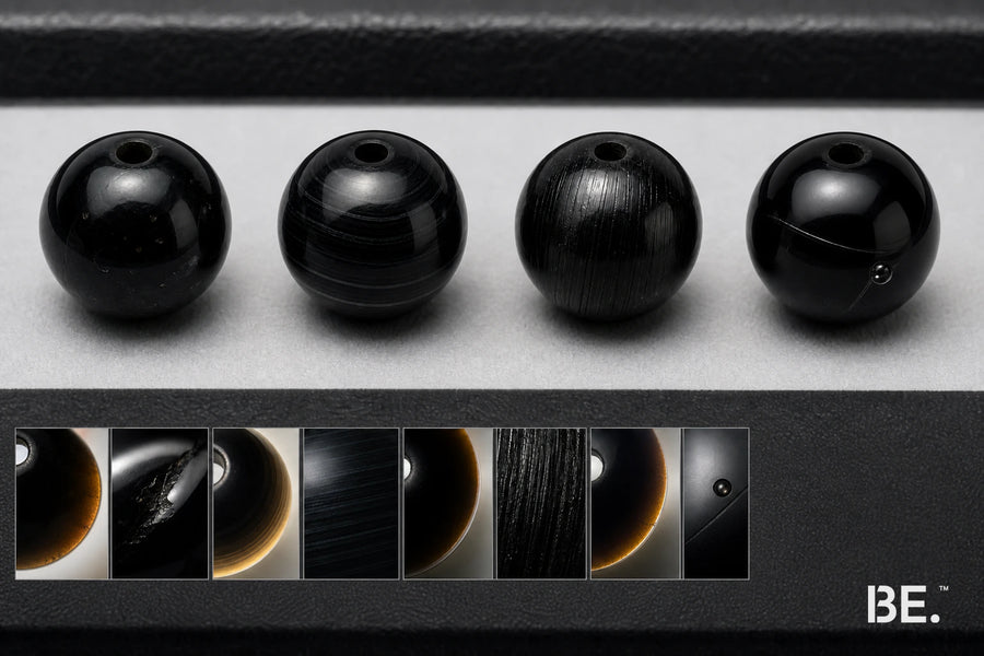 Vier schwarze Perlen im Vergleich: Hinweise zu Obsidian, Onyx, Turmalin und hergestelltem Glas — BE.
