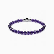 BE. Bolivian Amethyst 6mm strand bracelet with round magnetic clasp