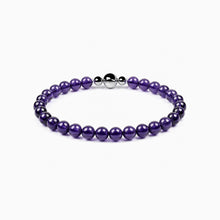 BE. Bolivian Amethyst 6mm strand bracelet with round magnetic clasp