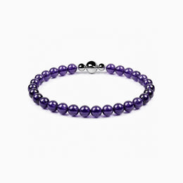 BE. Bolivian Amethyst 6mm strand bracelet with round magnetic clasp
