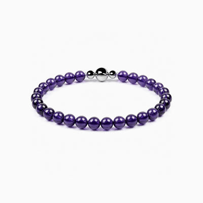 Bolivian Amethyst 6mm Strand Bracelet with magnetic clasp, product image on a white background.