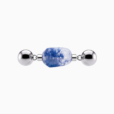 BE. Dumortierite Keystone with silver-tone connectors, product view