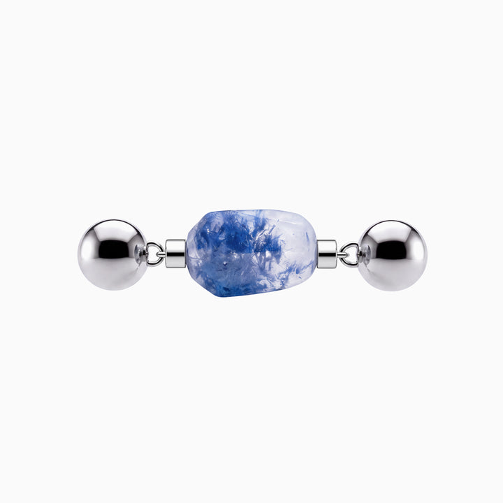 BE. Dumortierite Keystone with silver-tone connectors, product view