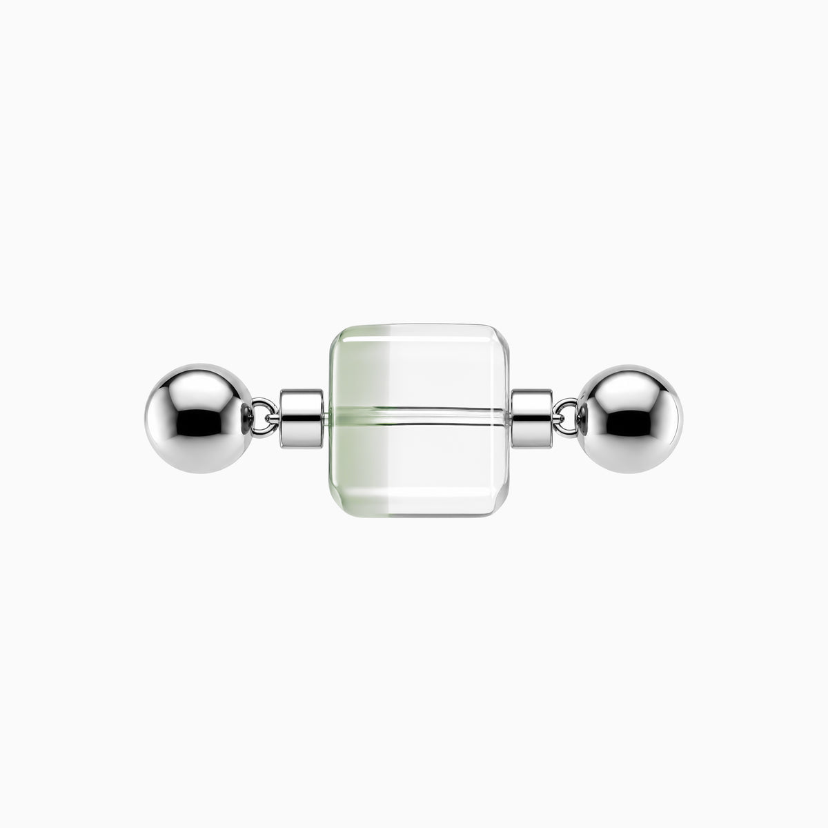BE. Emerald Phantom Quartz Keystone with silver-tone connectors, product view