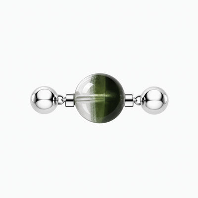 BE. Green Phantom Quartz Keystone with silver-tone connectors, product view