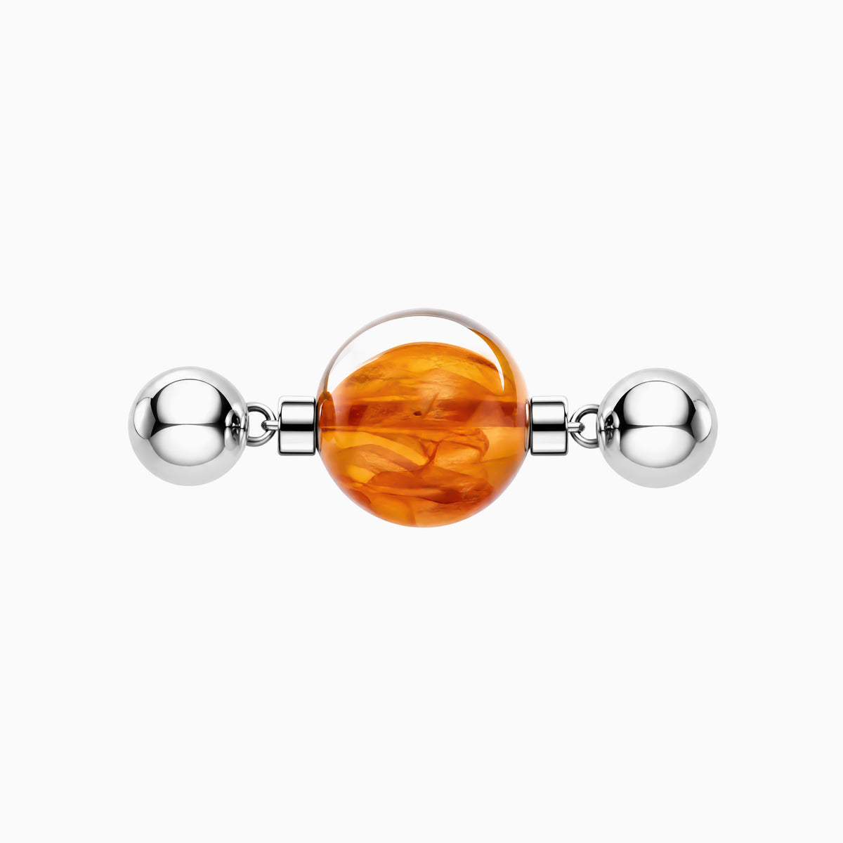 BE. Koi Hematoid Quartz Keystone with silver-tone connectors, product view