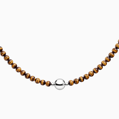 Tiger’s Eye necklace, close-up of the beads and round connector