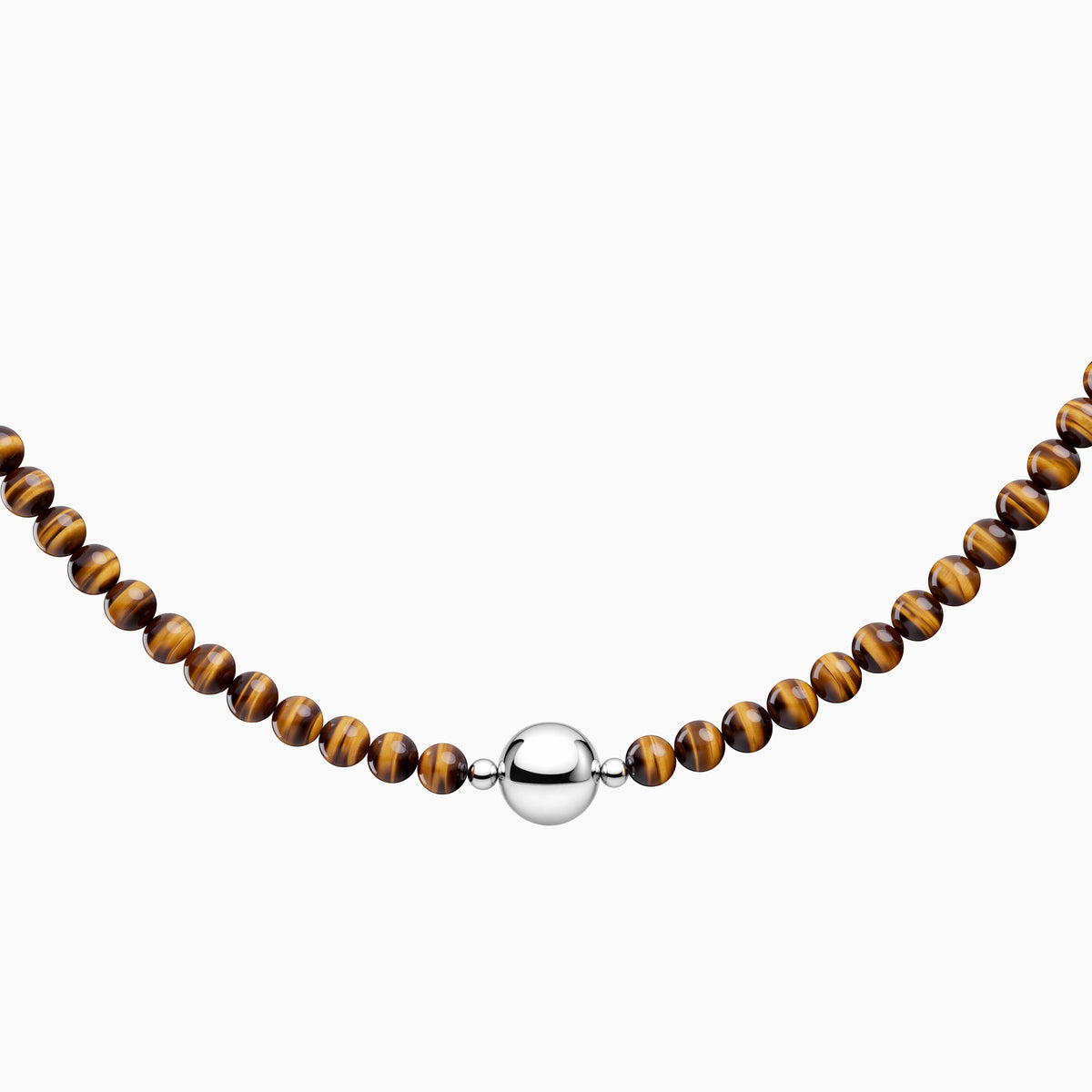 Tiger’s Eye necklace, close-up of the beads and round connector