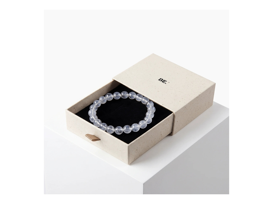 Blue needle quartz bracelet — natural blue from dumortierite inclusions