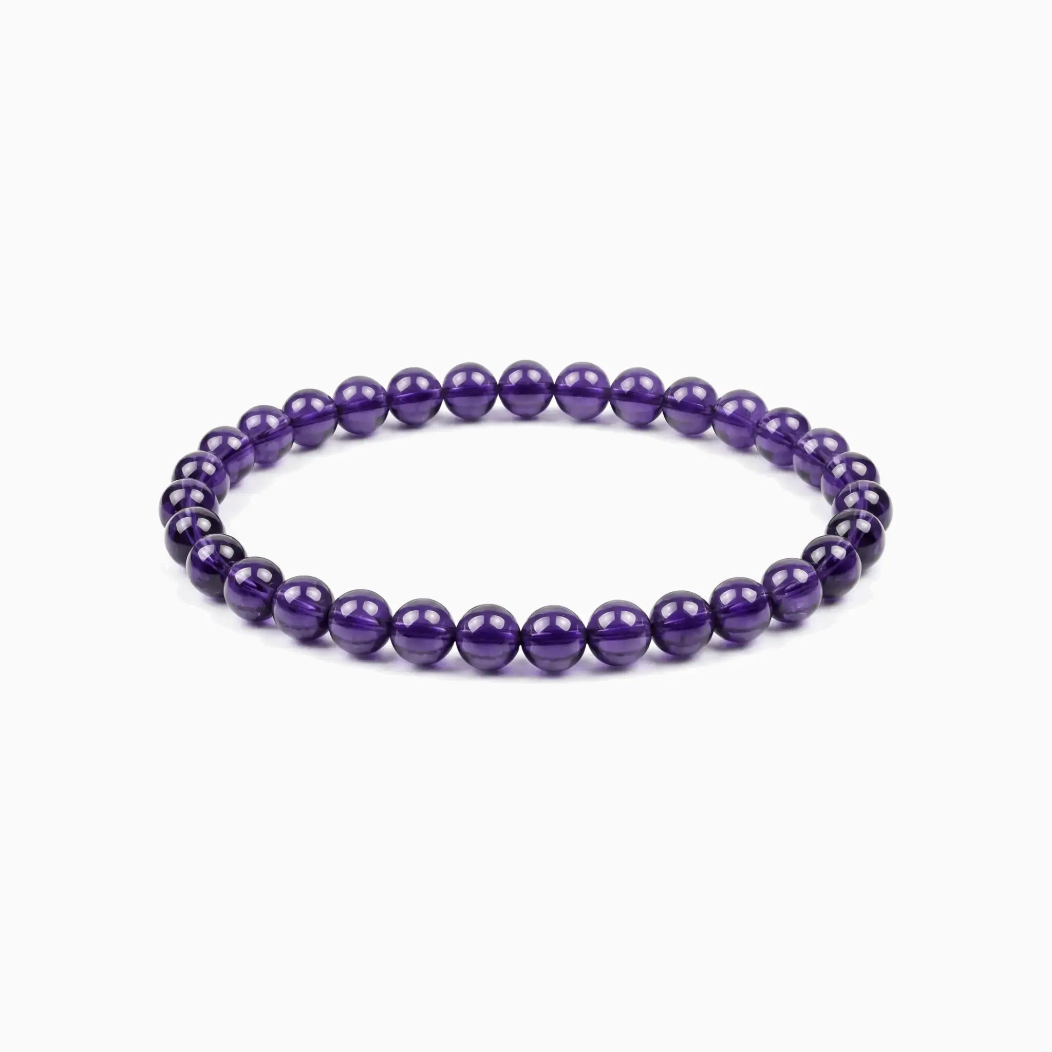 The 6mm Bolivian Amethyst Strand — The Void, bracelet on white background BE.