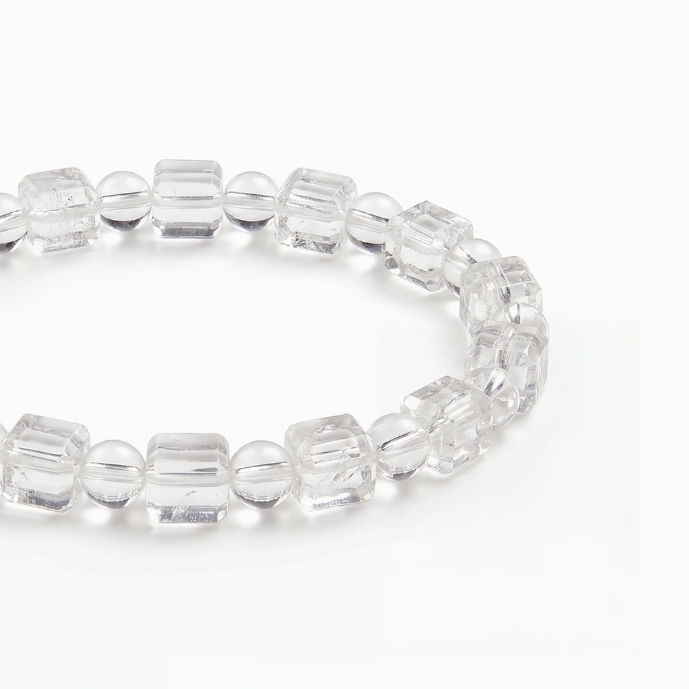 The Clear Quartz Strand — Geometric Sequence, bracelet detail view BE.