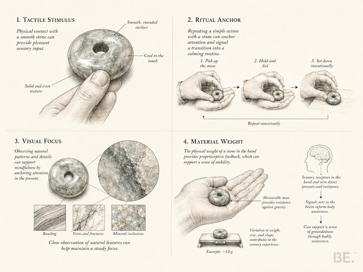 Crystal jewellery shown as a personal object rather than a treatment for anxiety