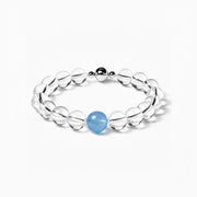 BE. Clear Quartz and Aquamarine bracelet with round magnetic clasp
