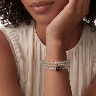 The Emerald Phantom Sequence — Tri-Wire Architecture, bracelet worn on wrist, lifestyle model photo BE.