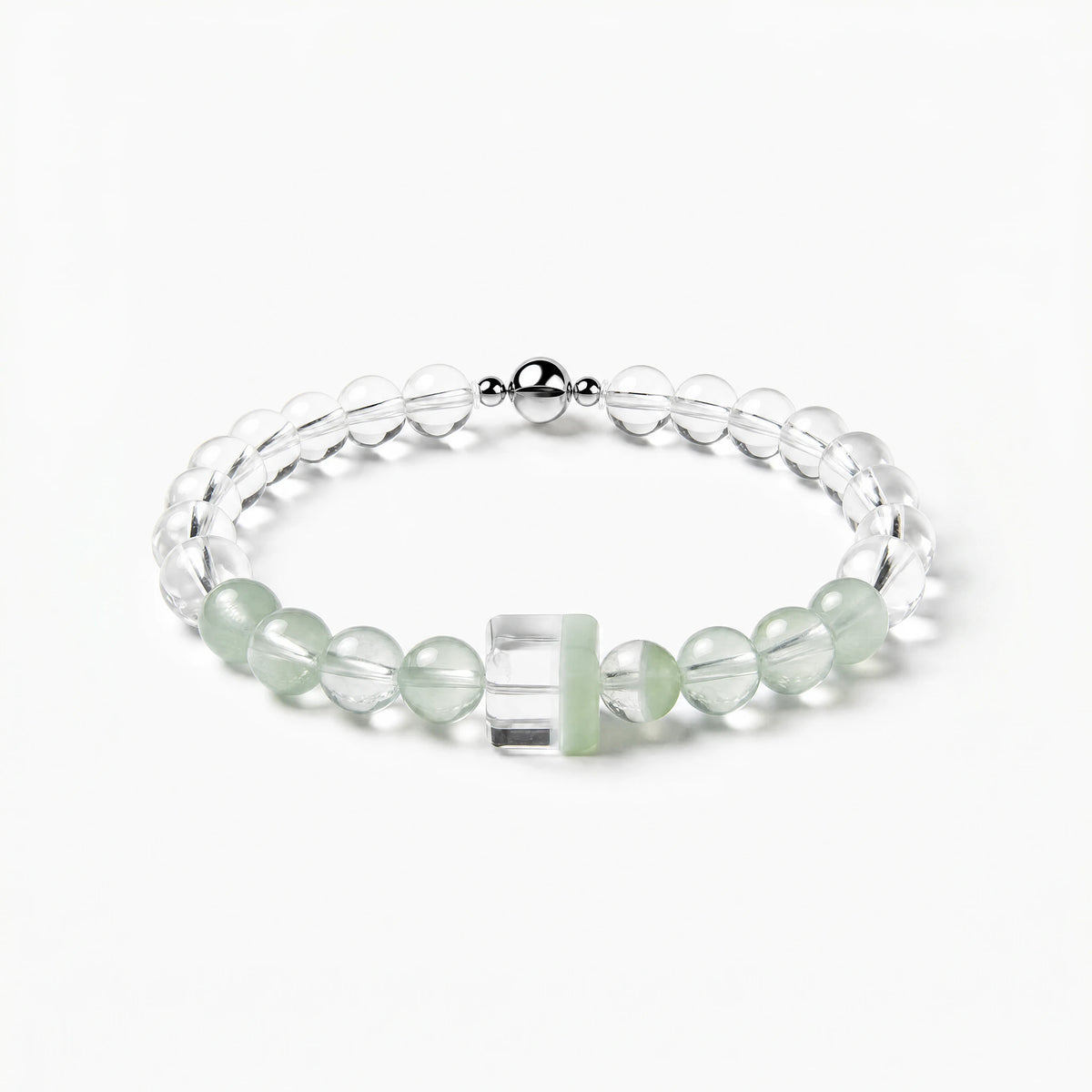 Emerald Phantom Cube Bracelet with magnetic clasp, product image on a white background.