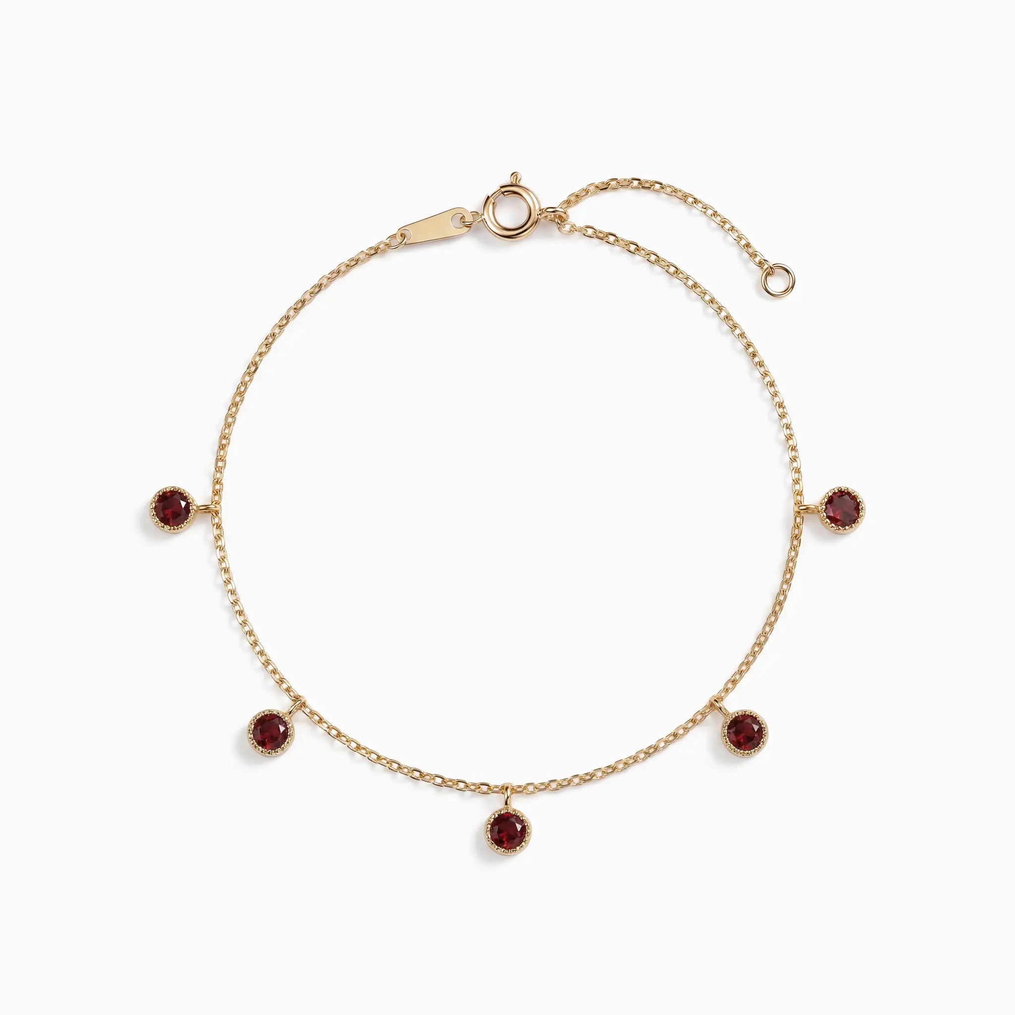 The Garnet Sequence — 18KT Gold Vermeil, bracelet on white background BE.