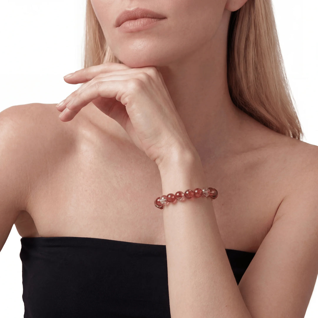 The Hematoid Sequence — Iron Oxide, bracelet worn on wrist, lifestyle model photo BE.