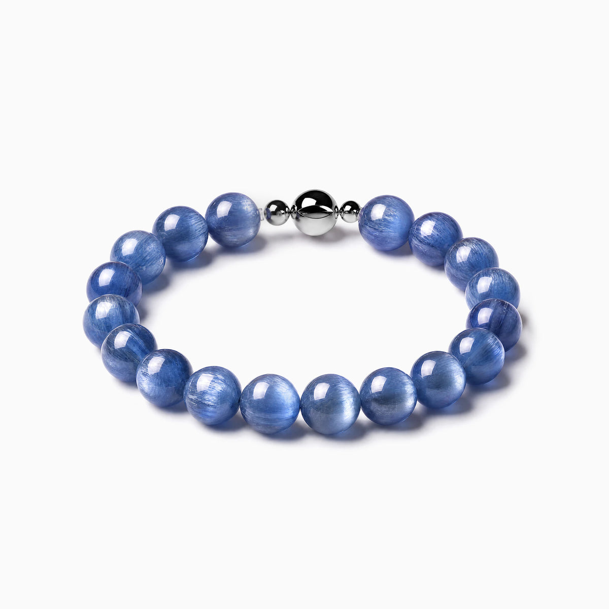 Kyanite Strand Bracelet with magnetic clasp, product image on a white background.