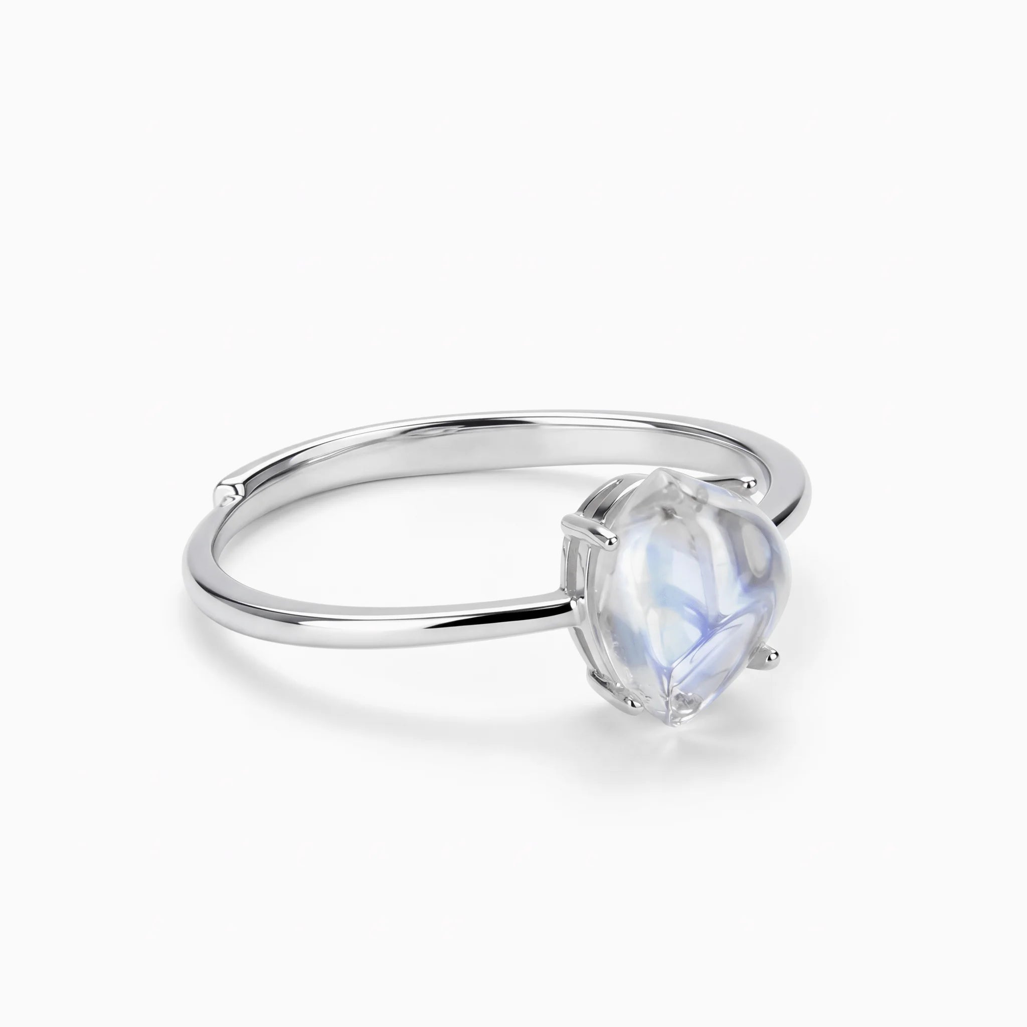 The Moonstone Monolith Ring, ring on white background BE.