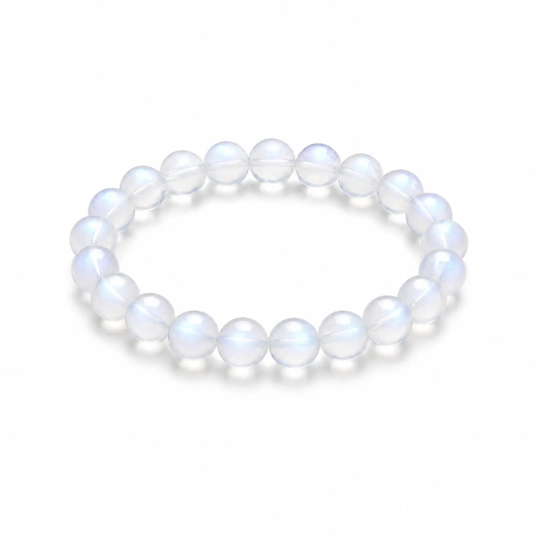 The Moonstone Strand — Luminous Phenomenon, bracelet on white background BE.