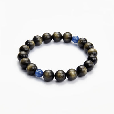 The Obsidian Strand — Cyan Hemisphere, bracelet on white background BE.
