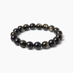 The Obsidian Strand — Gold Sheen, bracelet on white background BE.
