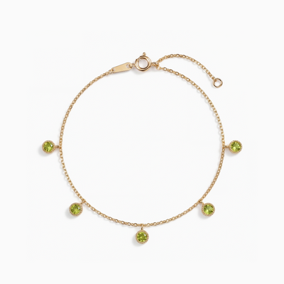 The Peridot sequence, bracelet on white background BE.