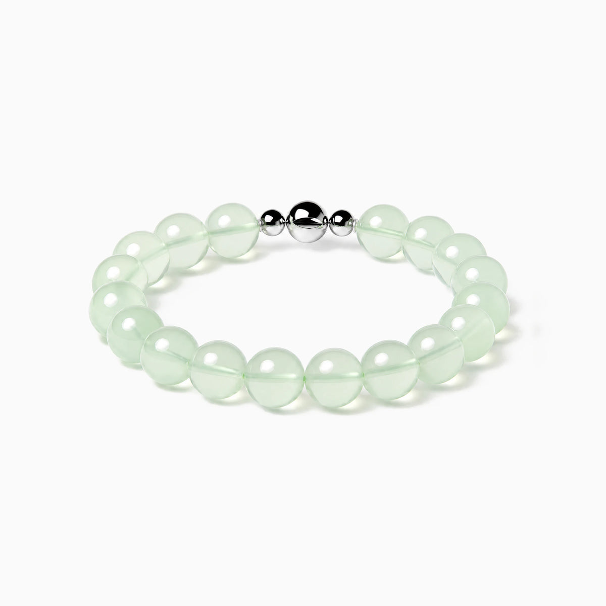 Prehnite Strand Bracelet with magnetic clasp, product image on a white background.