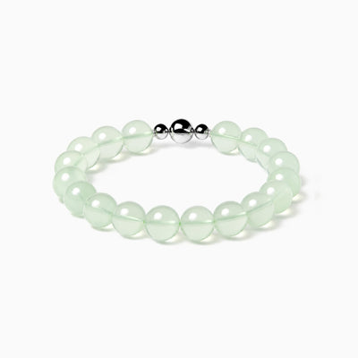 Prehnite Strand Bracelet with magnetic clasp, product image on a white background.