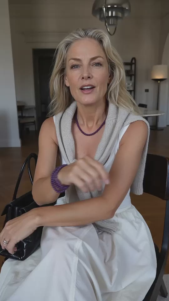 UGC video for The Bolivian Amethyst Triple-Strand Bracelet Necklace, worn on a real wrist.