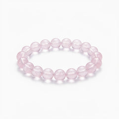The Rose Quartz Strand — Serene Luminescence, bracelet on white background BE.