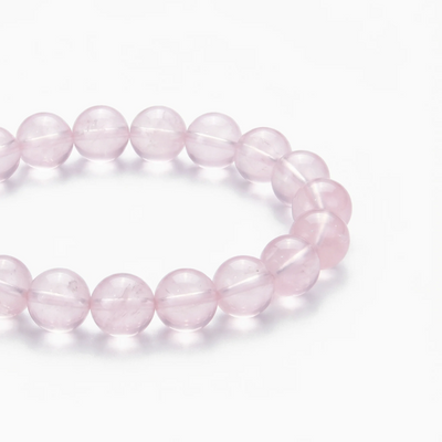 The Rose Quartz Strand — Serene Luminescence, bracelet detail view BE.